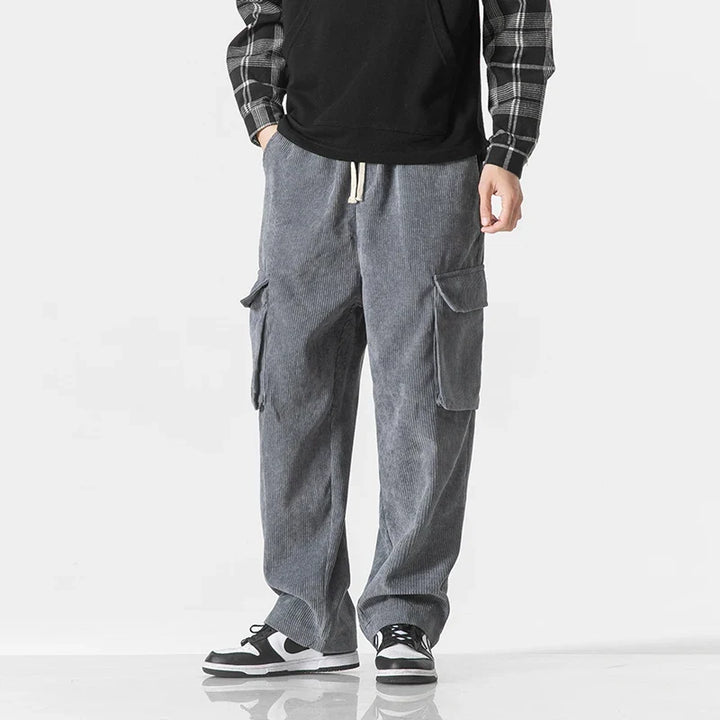 Men's comfortable cargo pants with adjustable drawstring, versatile for casual and utility.