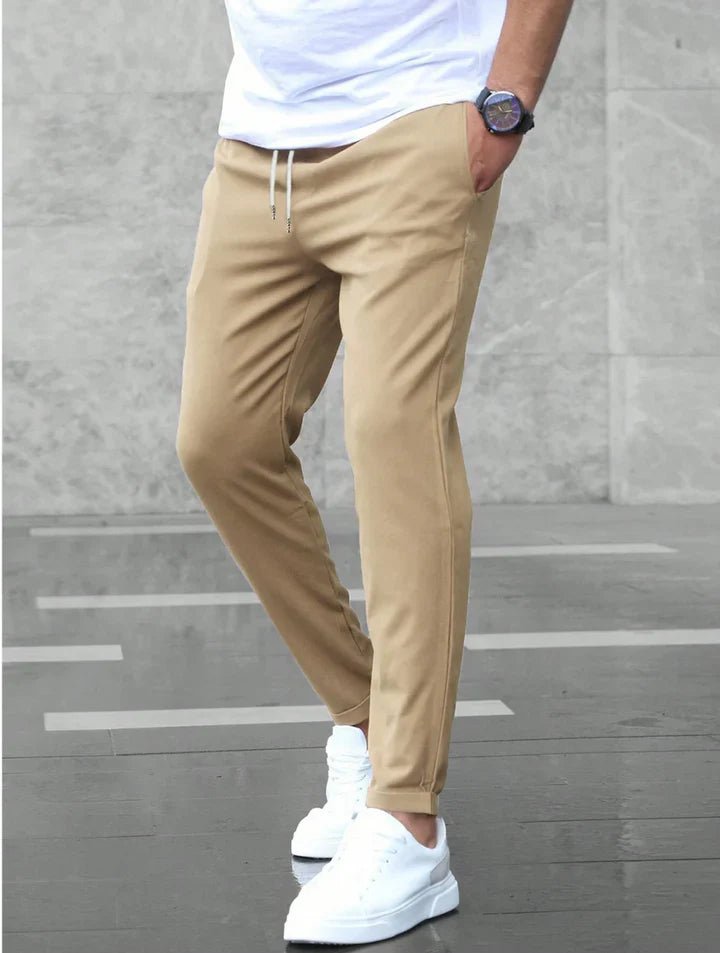 Comfortable men's drawstring chino pants, perfect for versatile everyday looks.