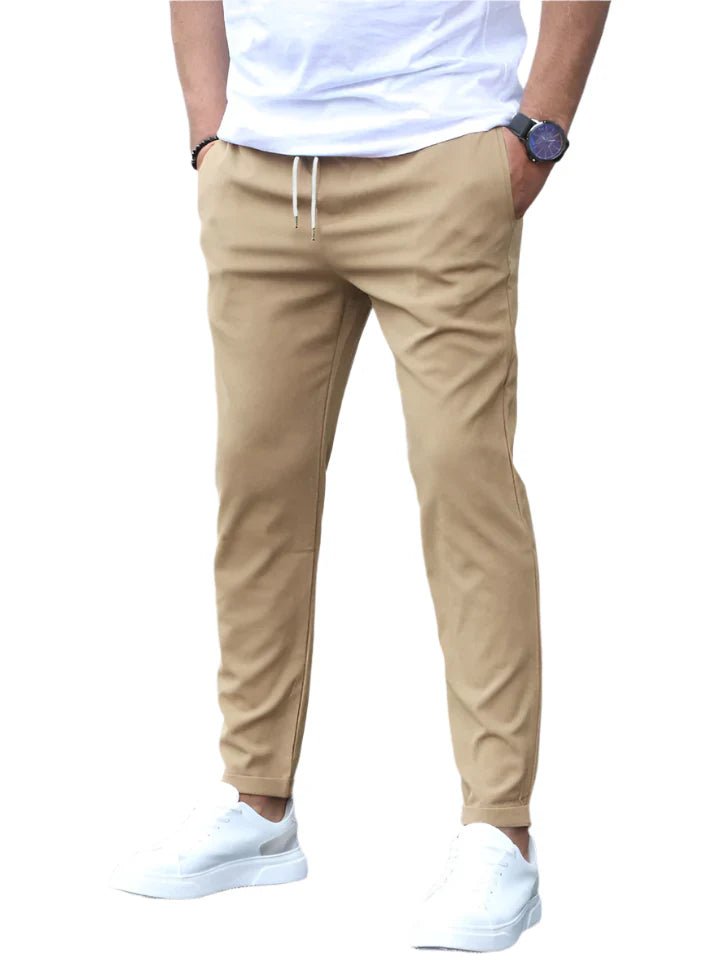 Men's casual slim fit drawstring pants, ideal for comfortable daily wear.