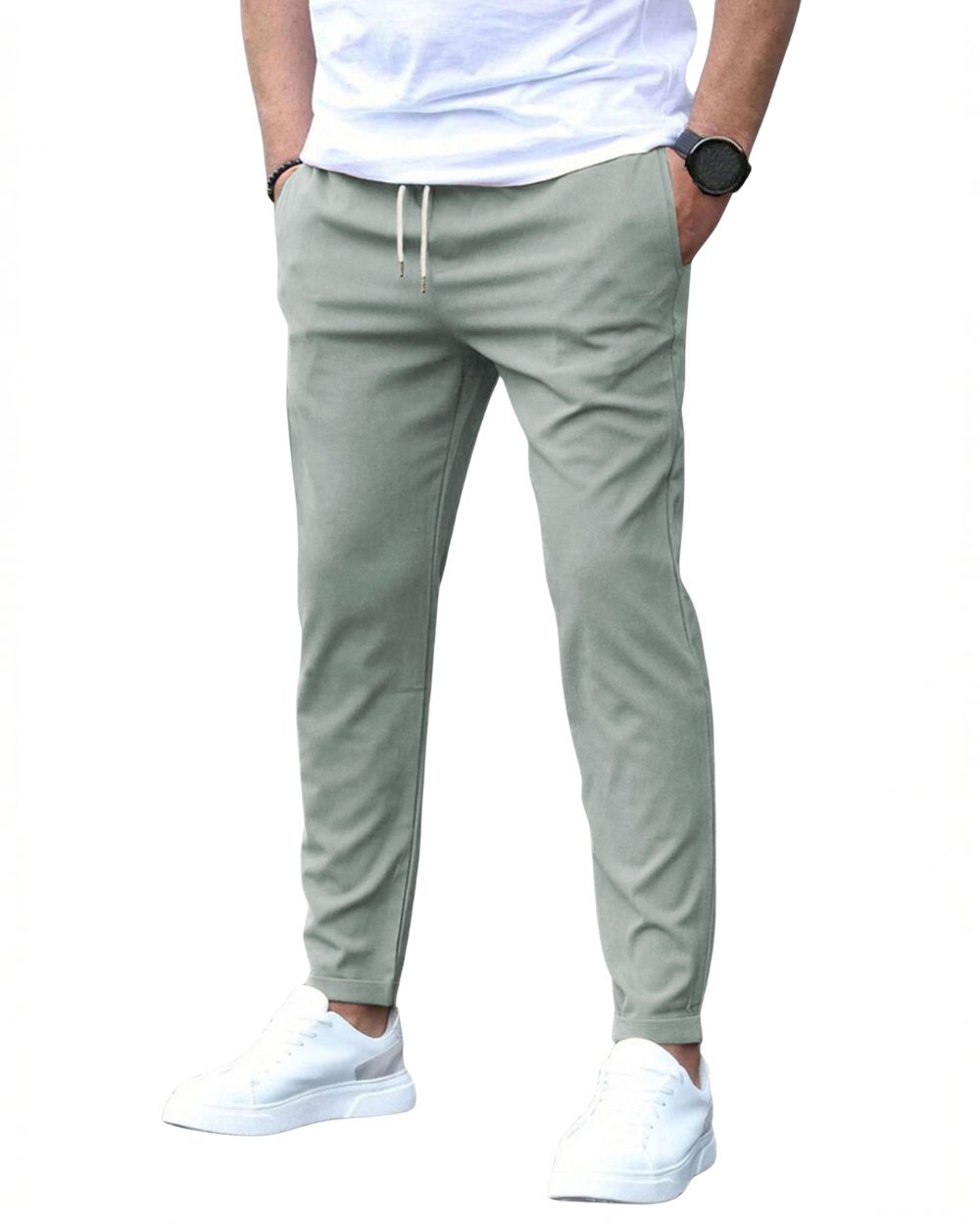 Everyday men's smart casual drawstring chinos, combining style and comfort.