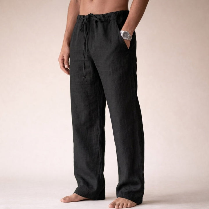 Casual men's linen drawstring pants, perfect for summer, beach days, or a relaxed everyday look. Breathable.