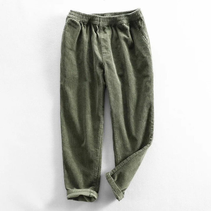 Men's comfortable Oslo style casual trousers with stretch waist for everyday relaxed fit in versatile green.