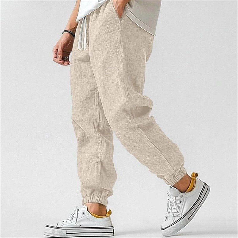 Men's stylish tapered joggers with cuffed ankles, ideal casual pants for spring & summer everyday comfort.