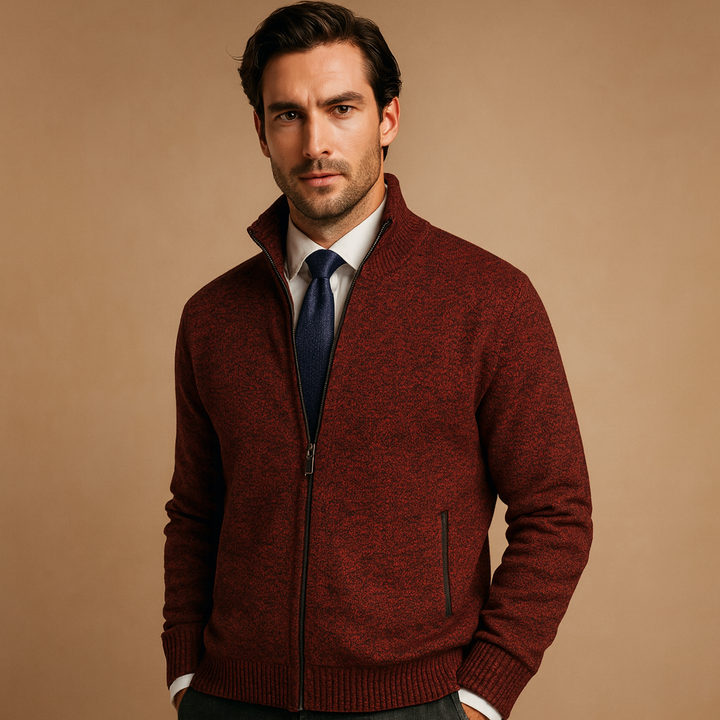 Men's stylish full-zip cardigan, long sleeve, designed for everyday comfort, casual & sporty winter wear.