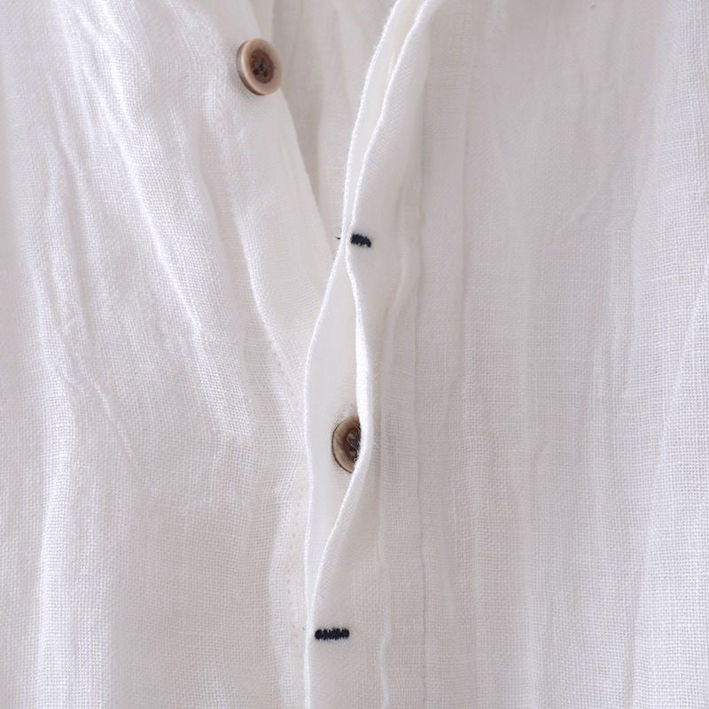 Effortless men's crinkle short sleeve shirt, combining comfort and fashion for summer warm weather outfits.