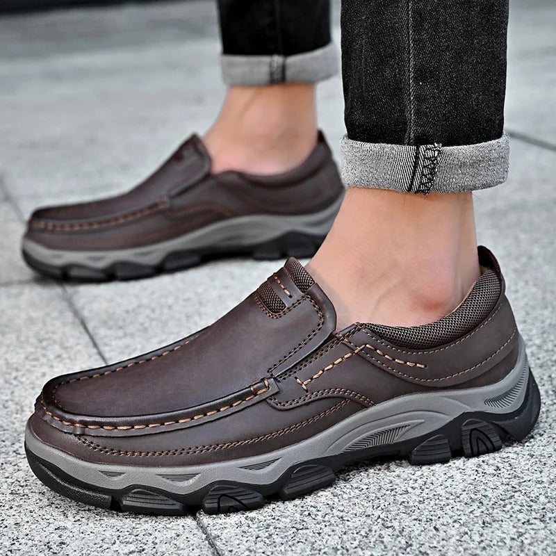Brown men's Dakota slip-on loafers, ultimate comfort & everyday durability for casual wear.