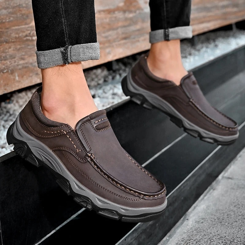 Dark brown men's Dakota slip-on loafers, designed for ultimate comfort & long-lasting durability.