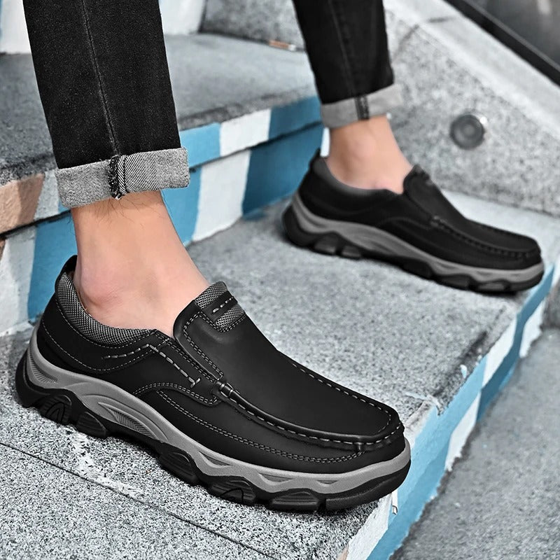 Brown men's casual Dakota loafers, easy slip-on style with ultimate comfort and traction.