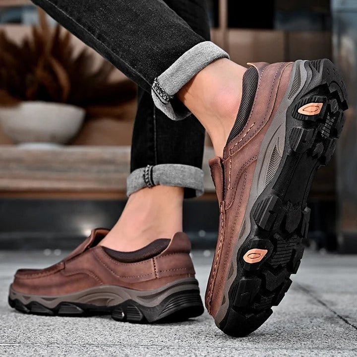 Everyday black Dakota slip-on loafers for men, combining comfort with durable design.