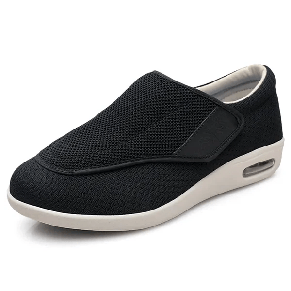 Health-focused men's shoes: wide fit, memory foam, perfect for diabetic foot support & comfort.