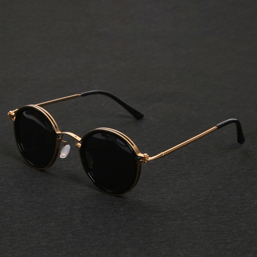 Men's double bridge polarized sunglasses with stylish metal frame for anti-glare eye protection.