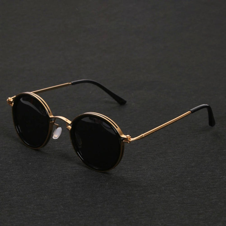 Men's double bridge polarized sunglasses with stylish metal frame for anti-glare eye protection.