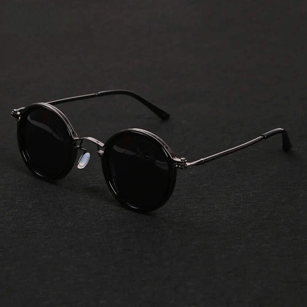 Gold double bridge polarized men's sunglasses, perfect casual outdoor fashion eyewear with anti-glare.