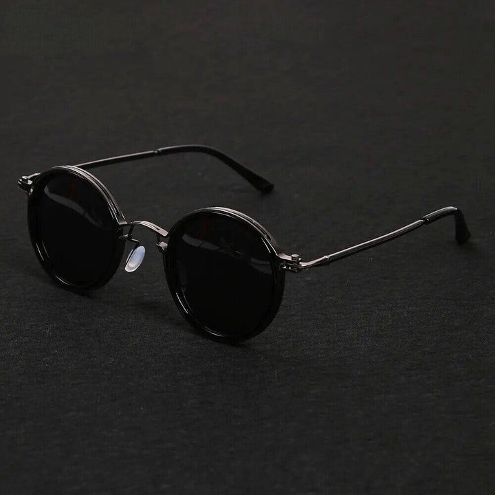 Gold double bridge polarized men's sunglasses, perfect casual outdoor fashion eyewear with anti-glare.