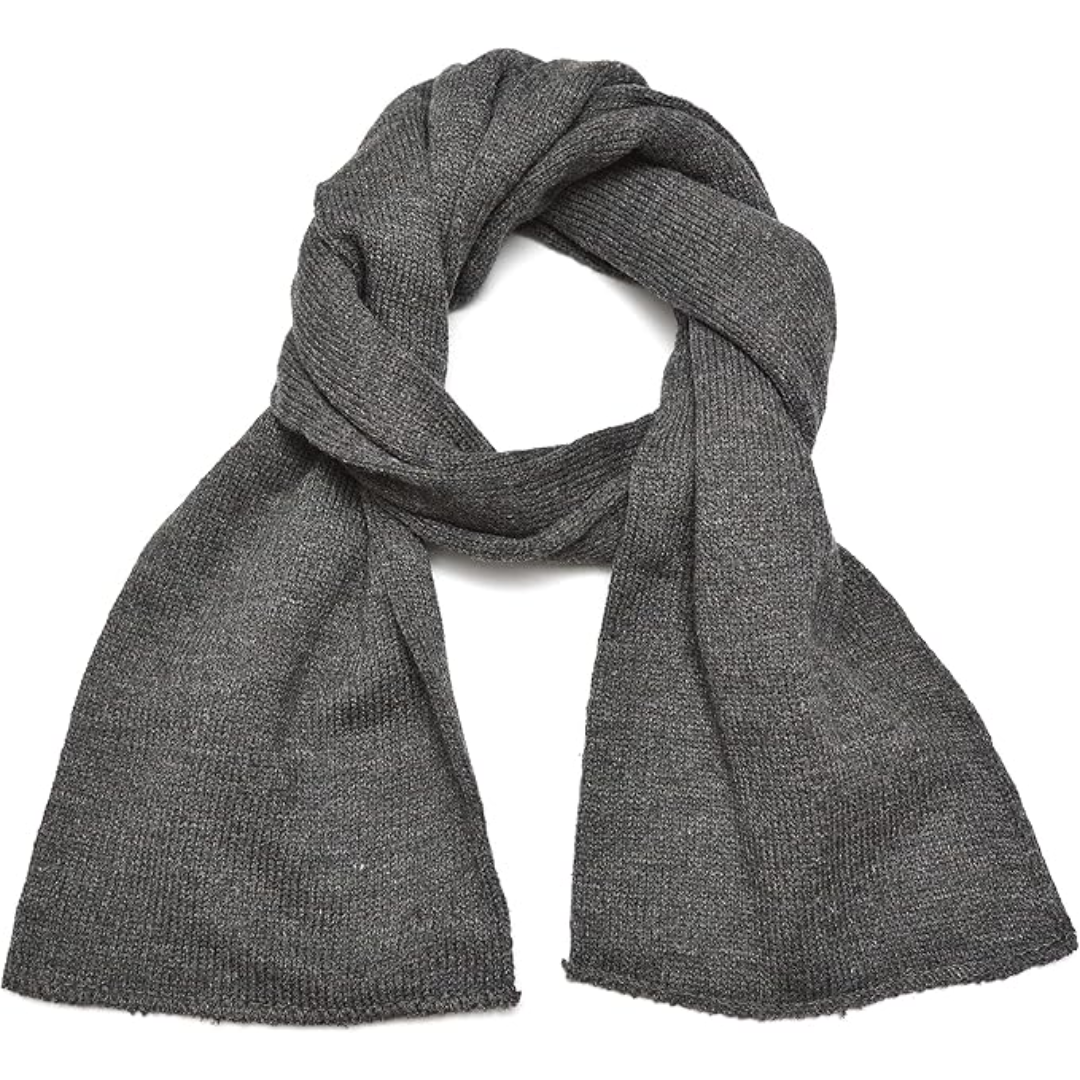 Men's warm winter neck wrap, a double layer knit scarf for cold weather.