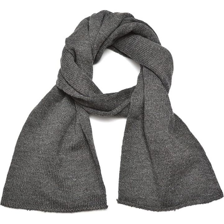 Men's warm winter neck wrap, a double layer knit scarf for cold weather.