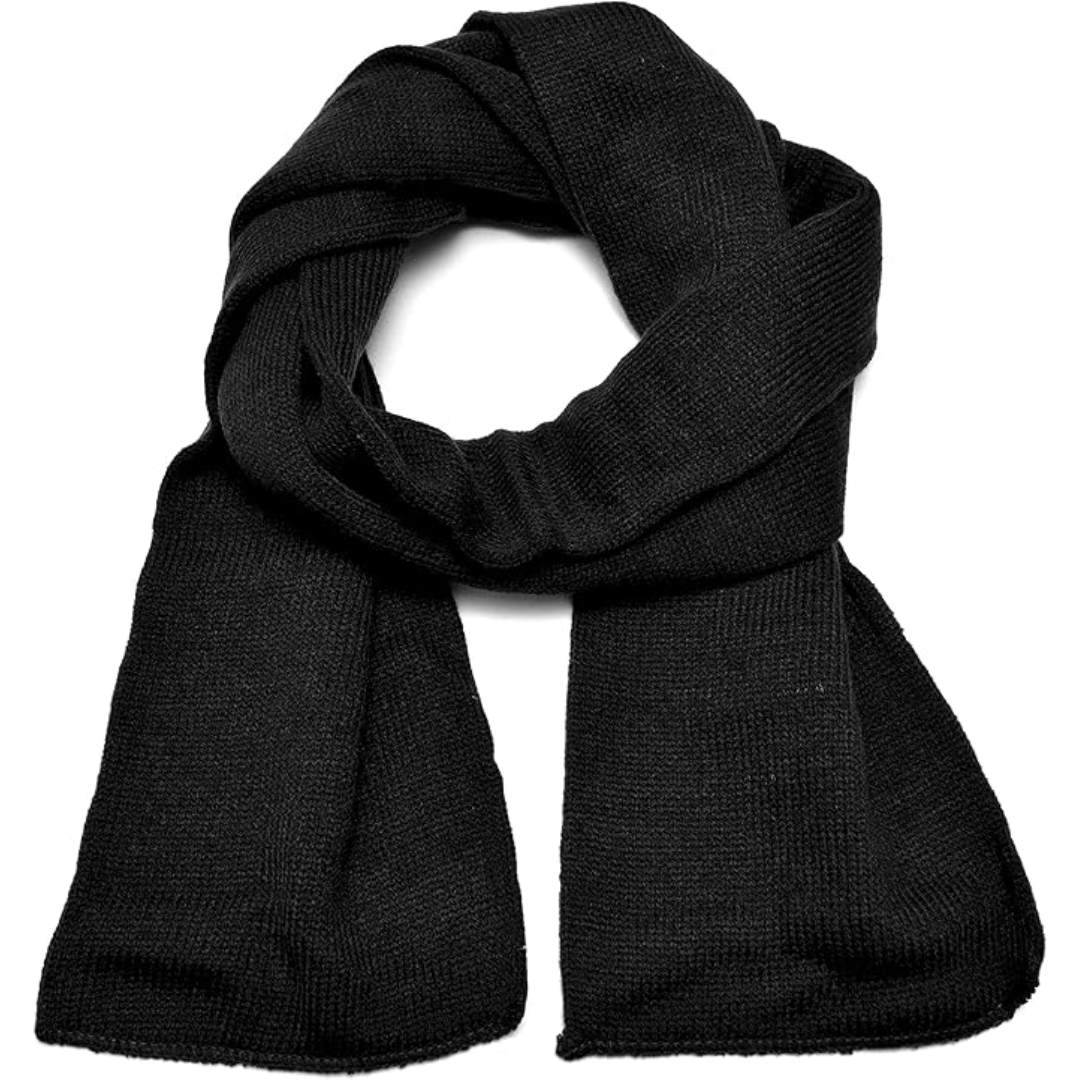 Comfortable men's double layer knit scarf, warm acrylic for winter adventures.
