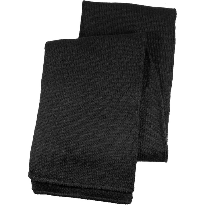 Elegant men's solid color double layer knit scarf, a warm winter fashion staple.