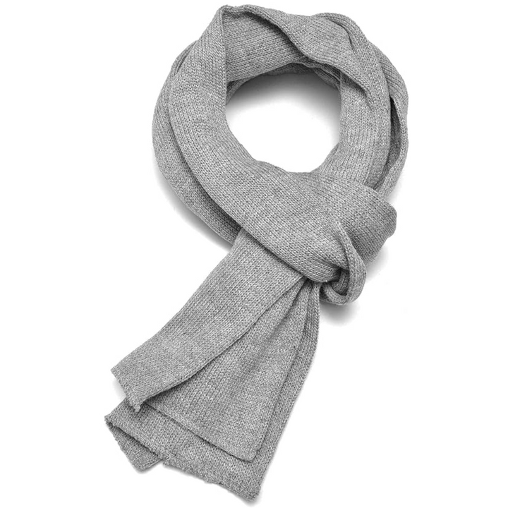 Cozy men's knit winter scarf, double layer acrylic for lasting warmth.