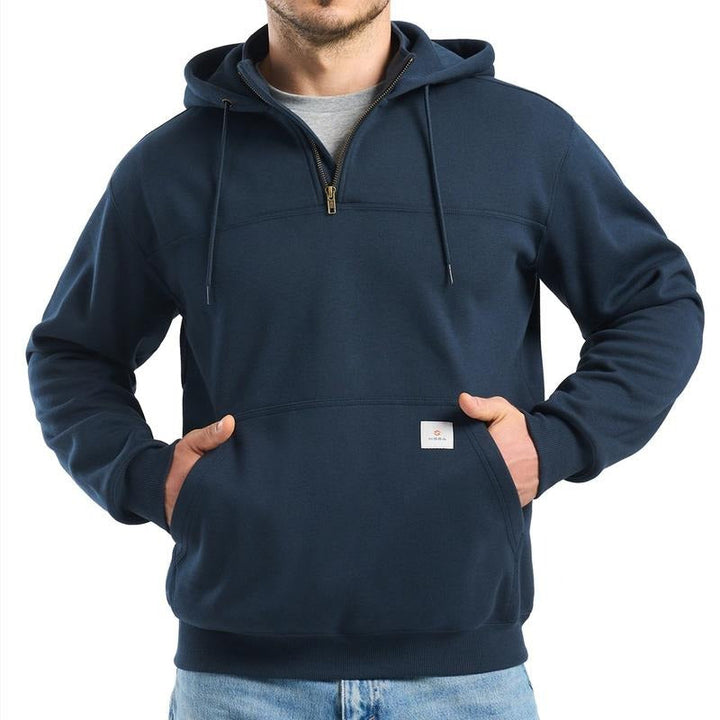 Men's Dryline quarter-zip work hoodie, water-resistant & durable, for comfort in industrial activewear. Stay dry.
