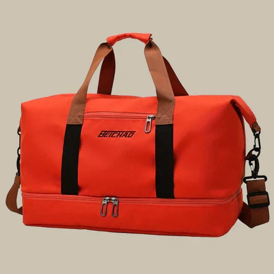 Men's spacious gym duffle bag, water-resistant, carry-on size, includes shoe compartment for travel & sports.