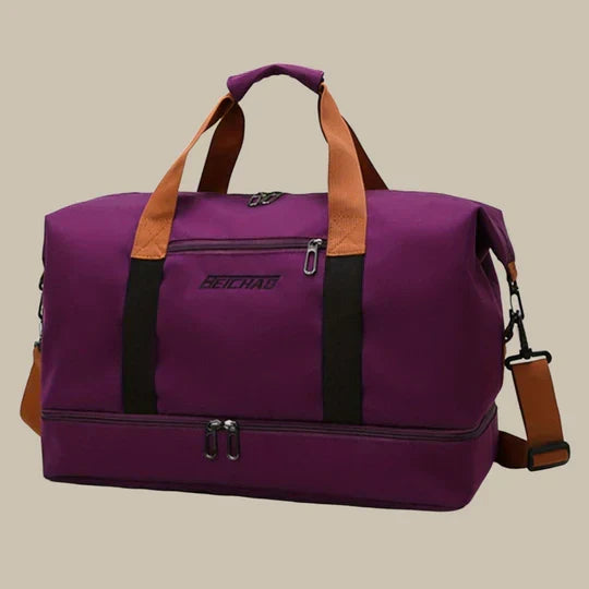 Water-resistant men's sports duffle bag with shoe compartment. Perfect for gym and travel.