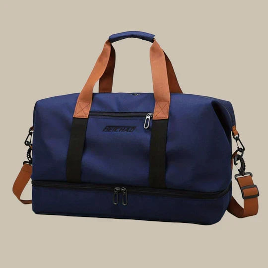 Pack smart with this men's duffle gym bag, large capacity, separate shoe compartment, perfect for travel.