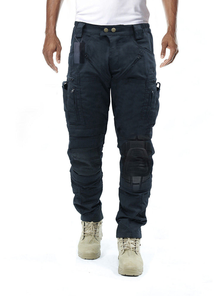Men's adventure cargo pants, tough and protective, perfect for outdoor activities with integrated knee pads.