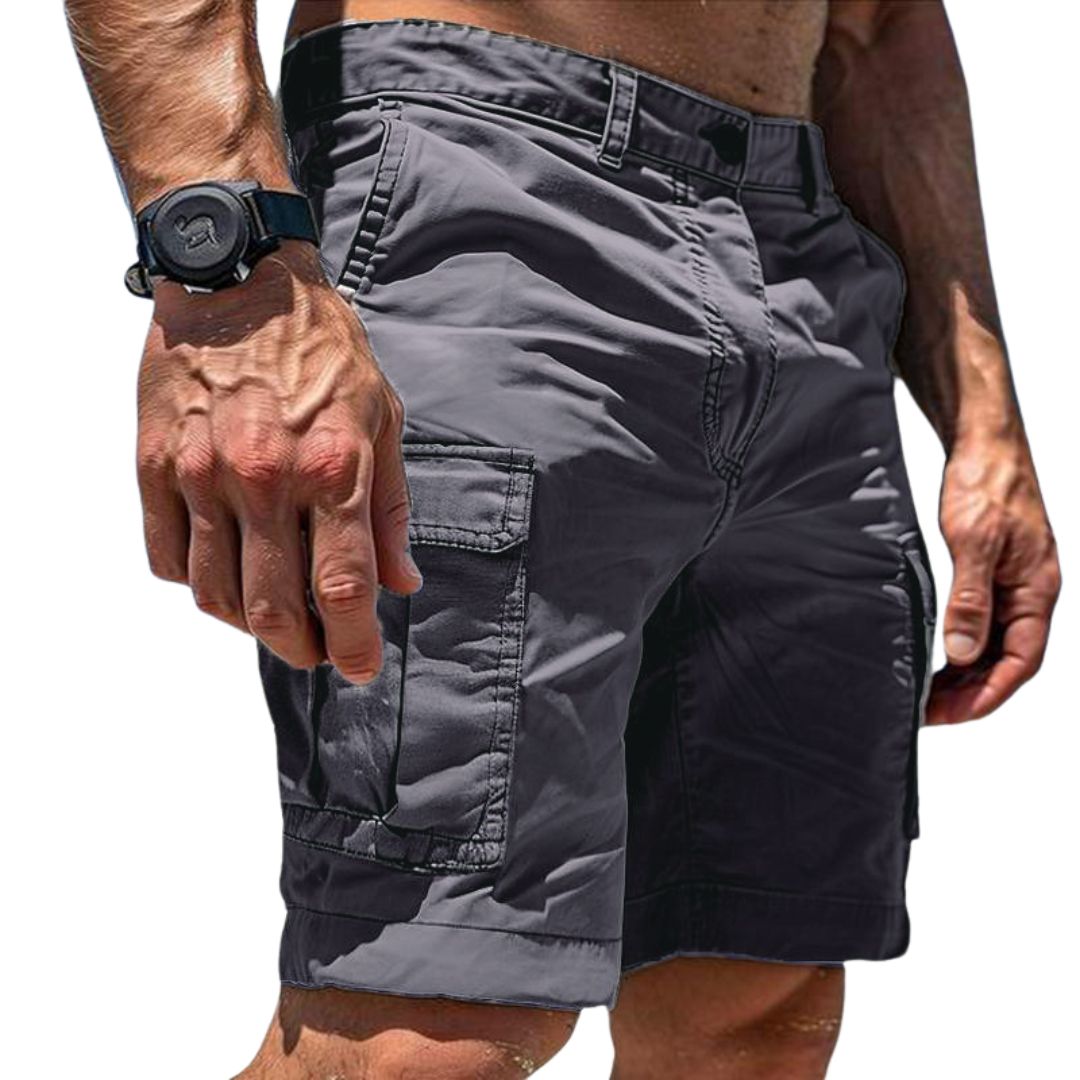 Men's durable cargo shorts with multiple utility pockets for everyday comfort & summer casual wear.