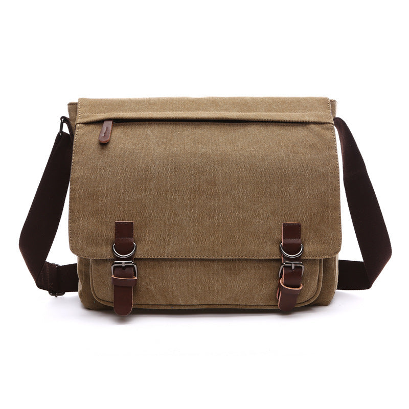 Men's durable messenger bag with secure buckle straps, perfect for work, school, or daily carry.