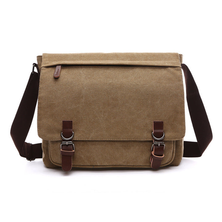 Men's durable messenger bag with secure buckle straps, perfect for work, school, or daily carry.