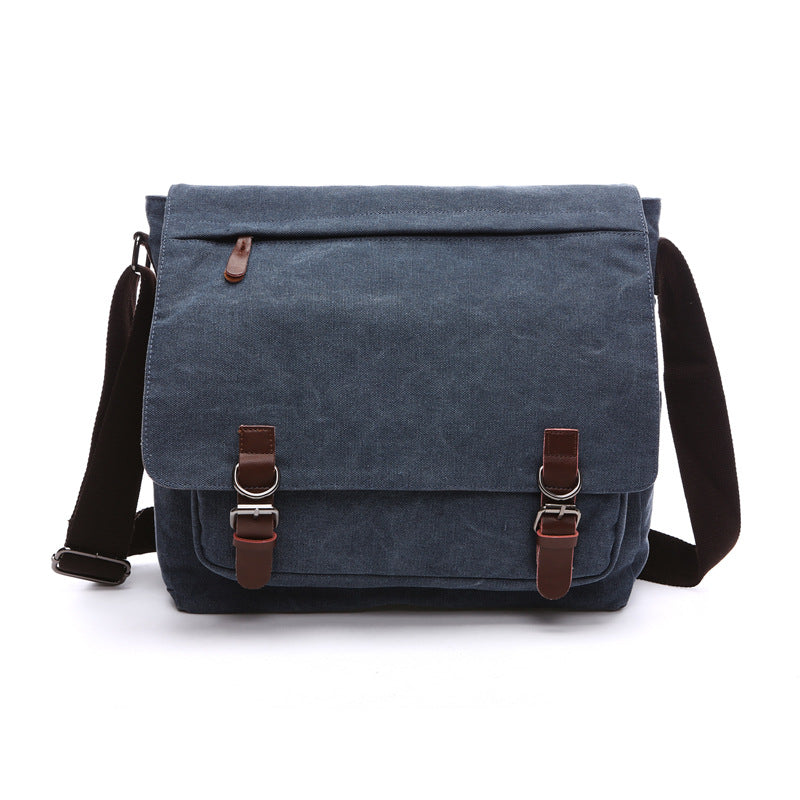 Stylish men's crossbody messenger bag, durable for travel or daily use, featuring secure buckle closures.