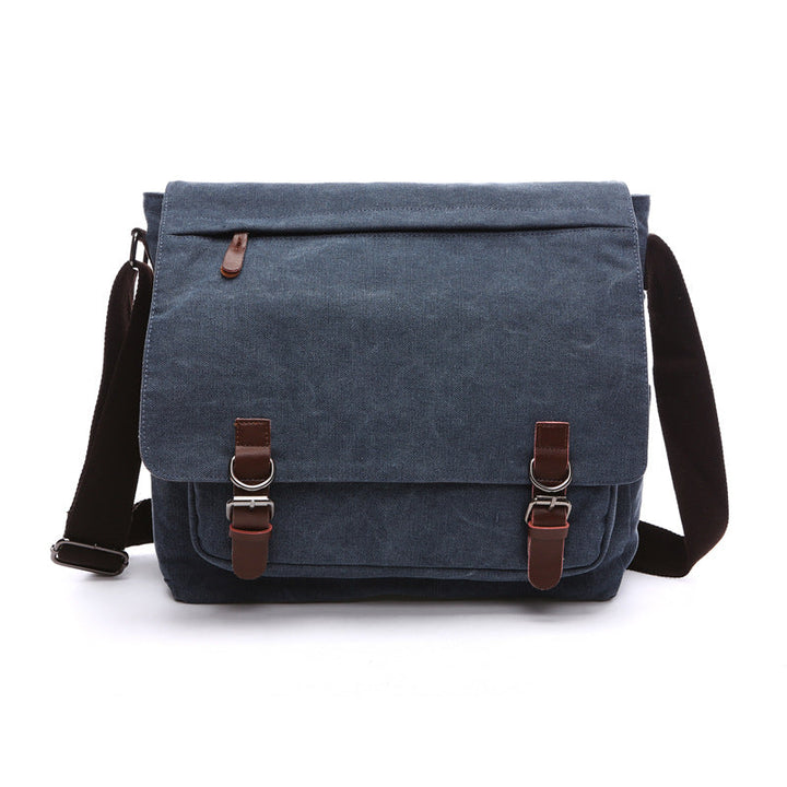 Stylish men's crossbody messenger bag, durable for travel or daily use, featuring secure buckle closures.