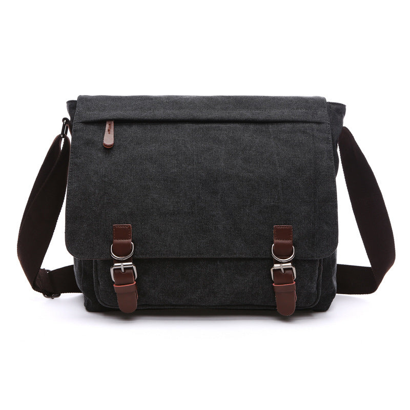 Versatile men's messenger bag, organized compartments, durable for daily carry & travel, secure buckle closure.