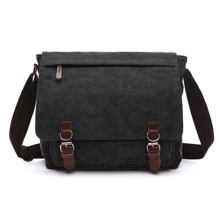 Versatile men's messenger bag, organized compartments, durable for daily carry & travel, secure buckle closure.