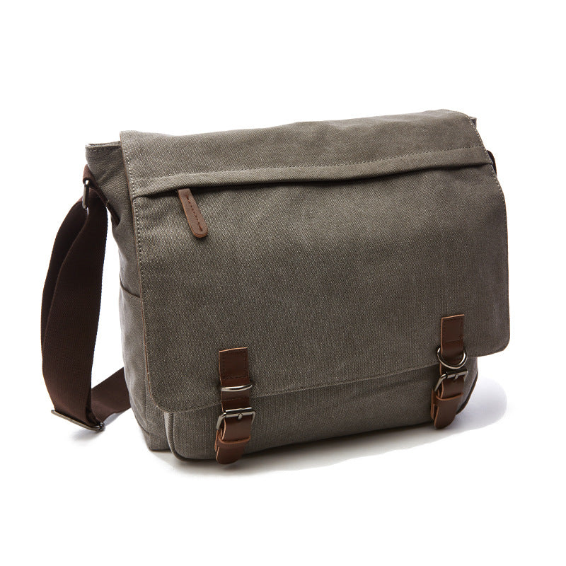 Secure & durable men's work messenger bag, ideal for school or daily essentials with easy-access buckle straps.