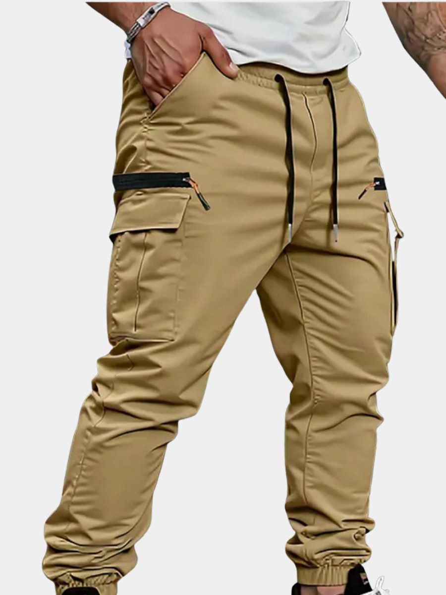 Men's dynamic stretch jogger cargo pants, comfortable for activewear, everyday utility, & casual wear.