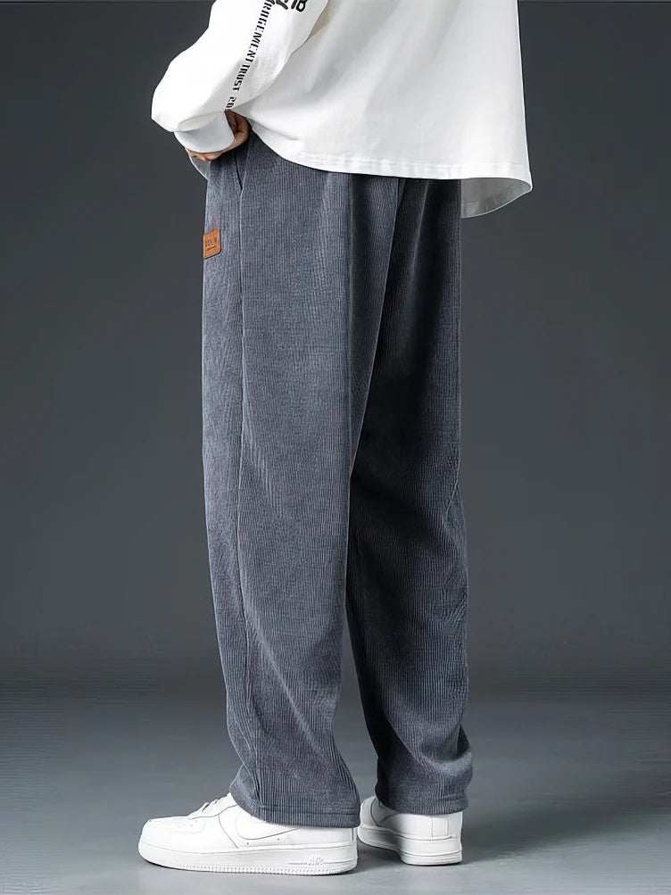 Stylish men's Echelon straight-leg casual trousers in black, perfect for versatile everyday & comfort wear.