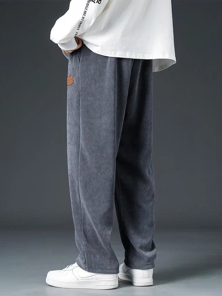 Stylish men's Echelon straight-leg casual trousers in black, perfect for versatile everyday & comfort wear.