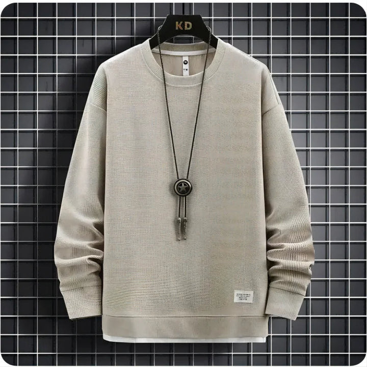 Comfortable men's knit sweater and jogger pants set. Relaxed fit for lounging or casual outings.