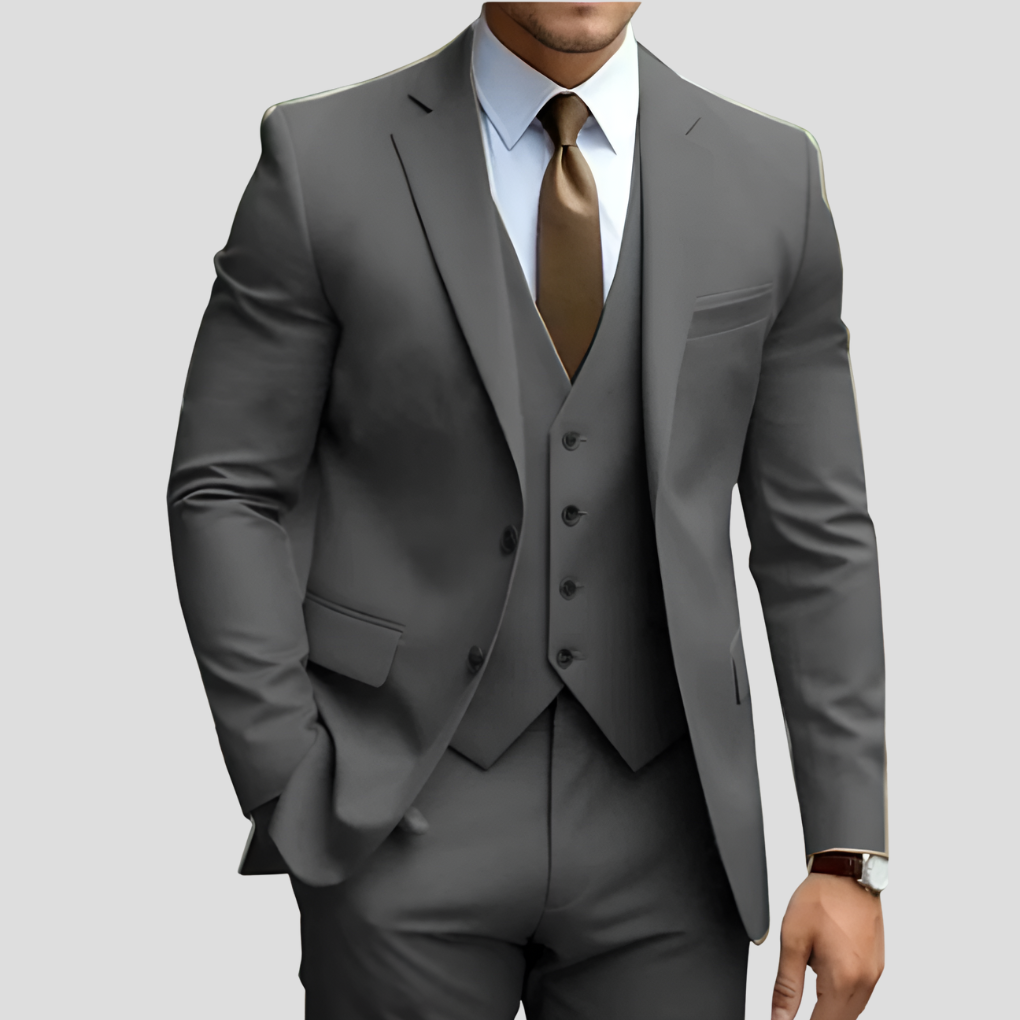 Men's special occasion 3-piece suit, an elegant formal wear set complete with matching vest.