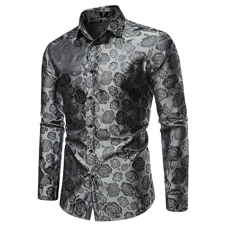 Stylish men's long sleeve glossy shirt, ideal for formal events, evening wear, or a smart casual sophisticated look.