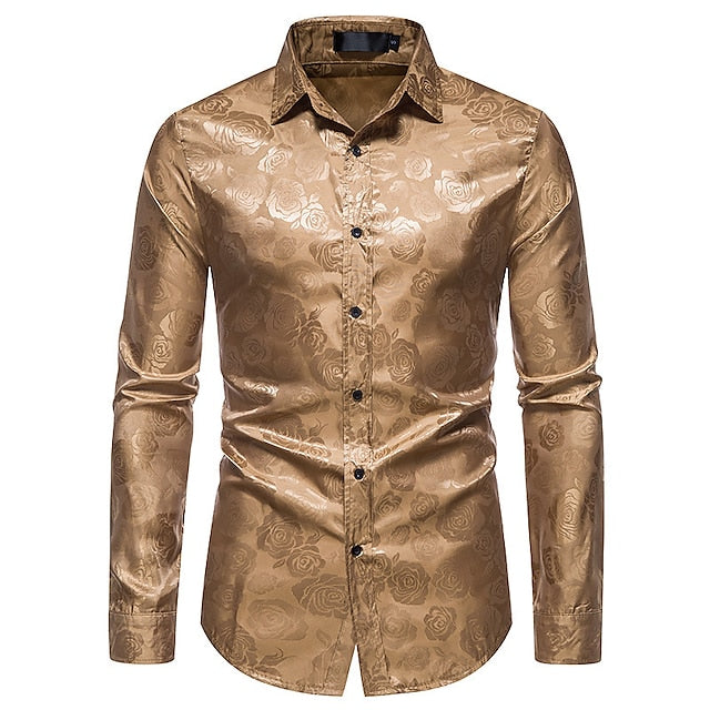 Glossy men's long sleeve shirt. Elegant & stylish for formal, evening wear, or smart casual special occasions.