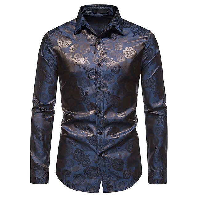 Elegant men's glossy long sleeve shirt for special occasions. Tailored for a smart casual or formal evening look.
