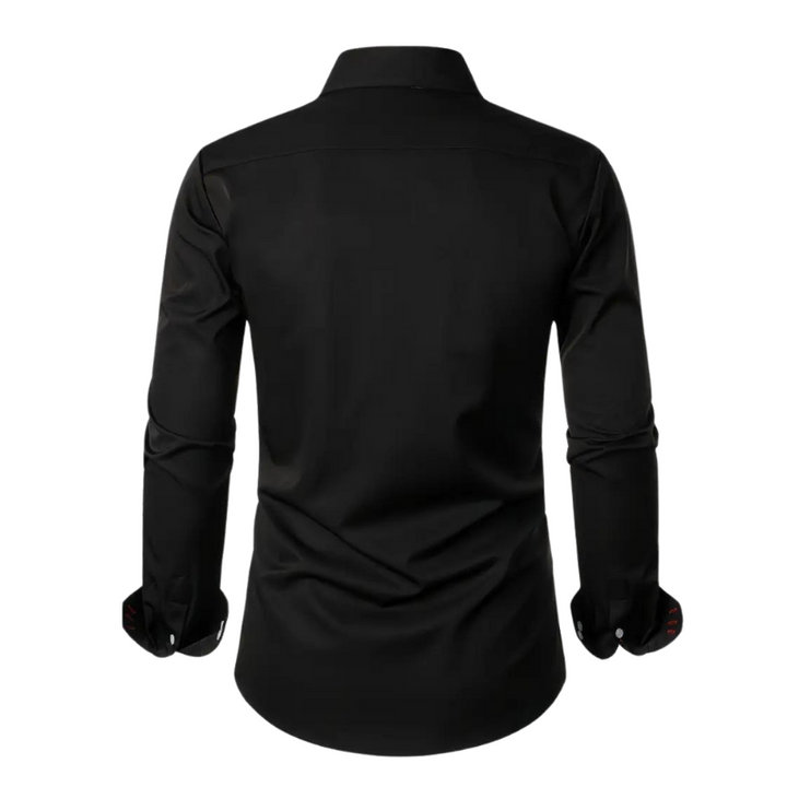Men's elegant long sleeve dress shirt, styled for parties, business & formal events.