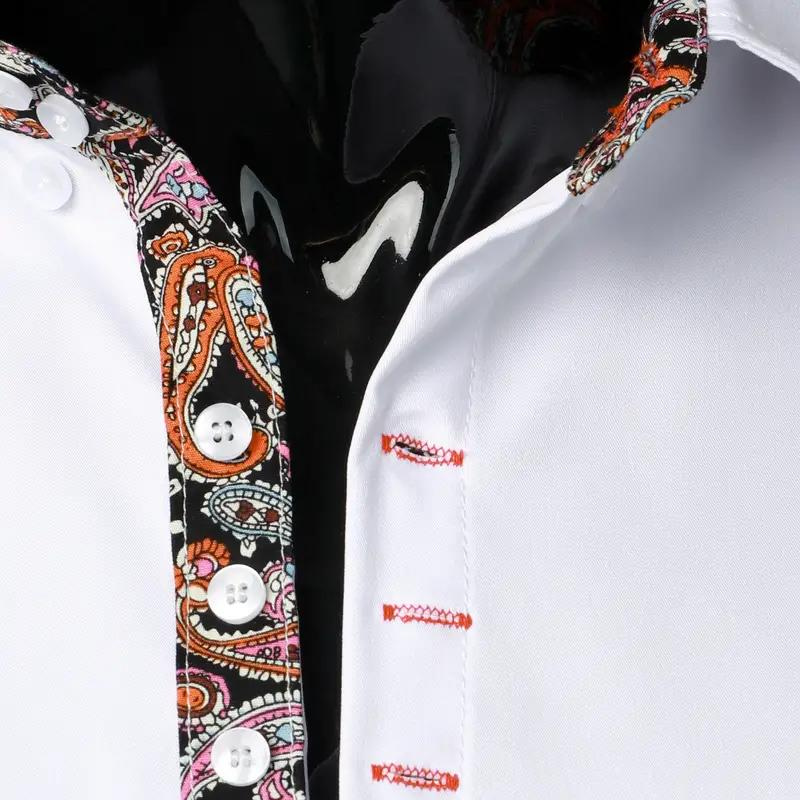 Men's elegant button-down dress shirt with long sleeves, ideal for formal parties.