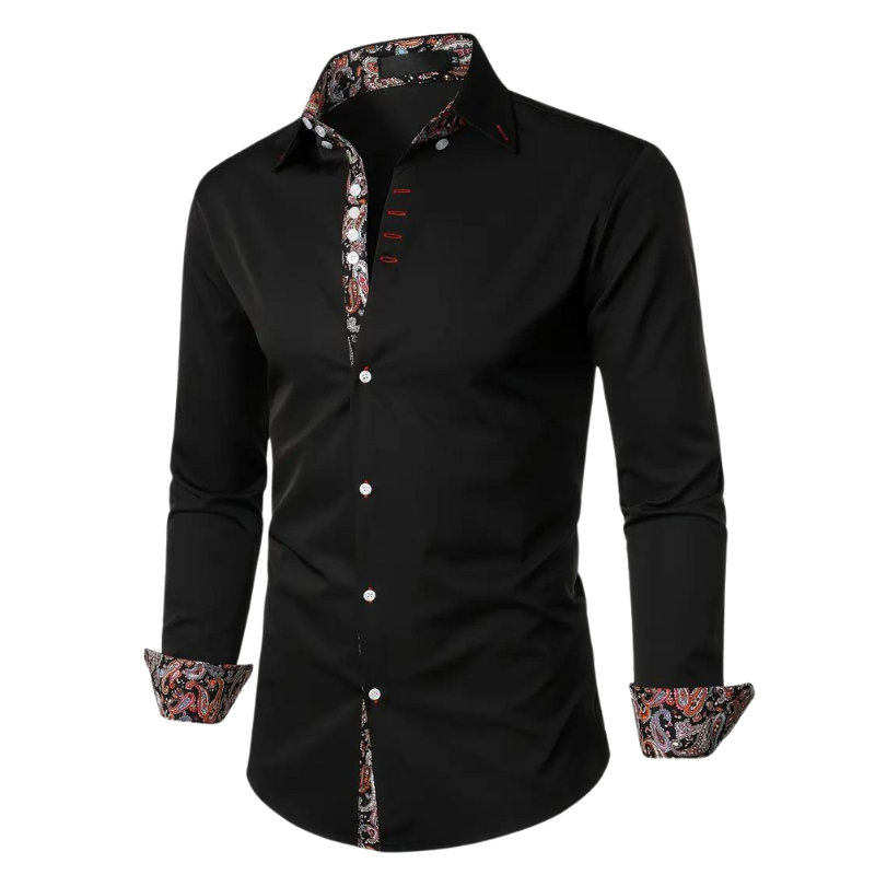 Crisp elegant men's party shirt, long sleeve button-down for formal wear.