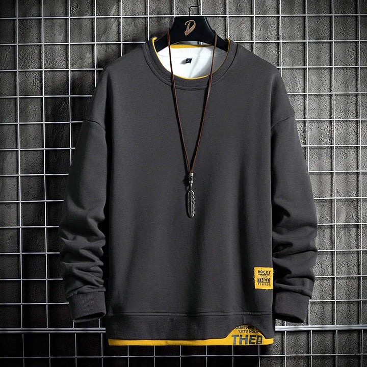 Stylish men's crewneck pullover sweatshirt, ideal for comfortable fall fashion, spring casual wear, and modern style.