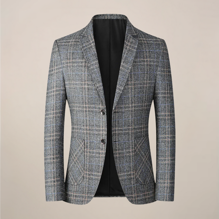 Tailored men's one-button blazer jacket with intricate embroidery. Slim fit for formal & casual events.