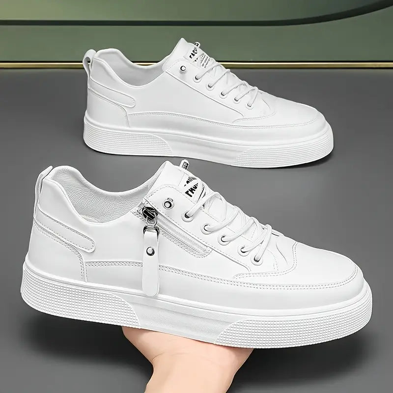 Modern men's lace-up sneakers with side zip, designed for ultimate everyday comfort and street style.